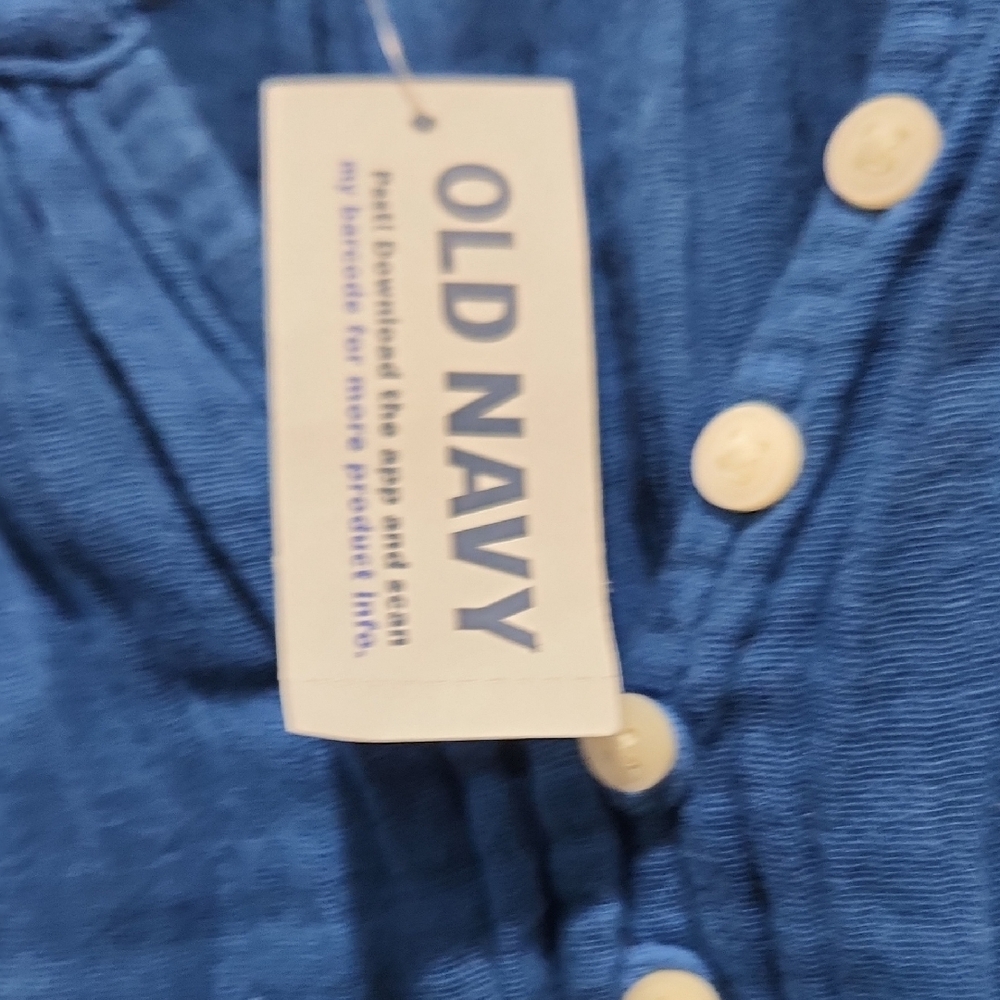Old Navy Royal Blue Embroidered Short Sleeve Peasant Blouse - Picture 5 of 13